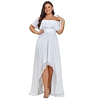 Ever-Pretty Plus Women's Off Shoulder Ruffle Sleeve High Low A Line Curve Long Bridesmaid Dresses 01736-DA