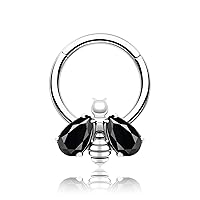 Premium Body Jewelry - Titanium Segment Ring with Cute Bee Figure