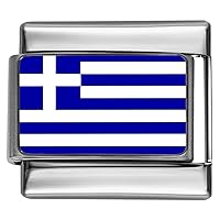 GREECE GREEK FLAG Photo Italian 9mm Charm PC068 Fits Traditional Classic