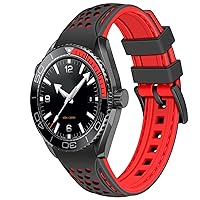 Durable Rally Racing Two Tone Curved Ends Rubber Silicone Watch Bands 20mm 22mm Universal Stitch Watch Strap Band for Men Women Stainless Steel Buckle