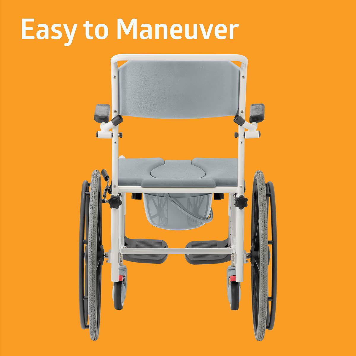 Medline Aluminum Shower Commode Wheelchair, 275 lbs. Capacity — for Seniors & Injured in Restroom, Bathroom or As Toilet, 1 Ct.