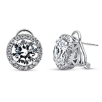 Solitaire Stud !! Platinum Plated Cubic Zircon Gemstone 925 Sterling Silver Accent Earring Wedding Gift