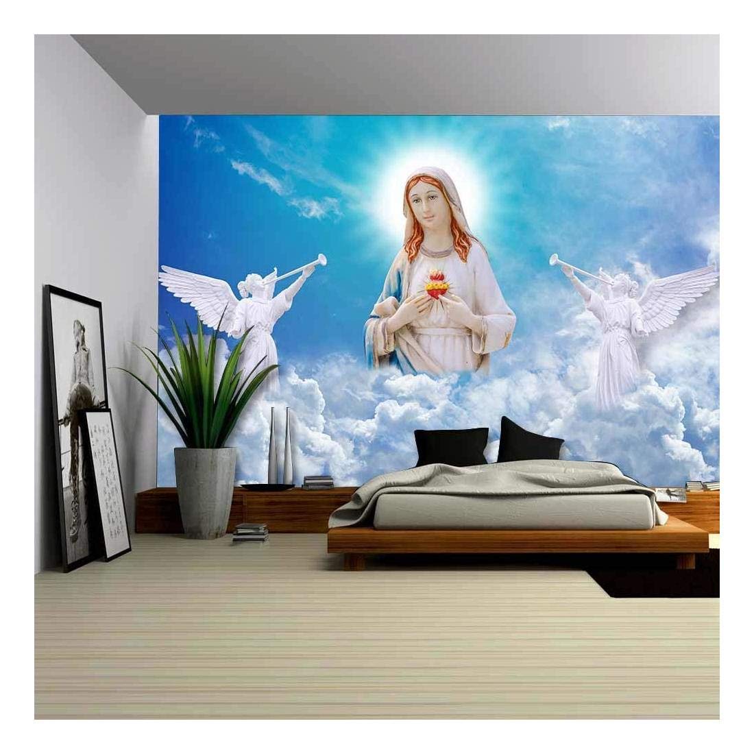 wall26 - Mother Mary in Heaven - Canvas Art Wall Mural Decor - 100"x144"