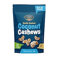 Platinum Kettle Cooked Coconut Cashews - Plant Based Protein, Fiber, Healthy Snack - Wholesome Nutritional Boost - Can Bring at Home, Work, Office, Gym & School - 13 oz Individual & Resealable Pouch