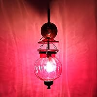 Indian Shelf 1 Piece Vocalforlocal Handmade Vintage Antique Pink Glass Pumpkin Shaped Glass Wall Lamp