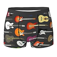 Color Acoustic and Guitars Print Men's Boxer Briefs Bamboo Viscose Underwear Trunks, Trunks Underwear Boxer Briefs