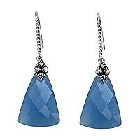 Blue Onyx Fancy Shape Gemstone Jewelry 10K, 14K, 18K White Gold Drop Dangle Earrings For Women/Girls