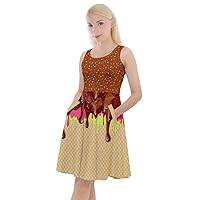 CowCow Womens Swing Dress Cookies Lollipop Candy Macaroon Icecream Coffee Dessert Skater Dress with Pockets, XS-5XL