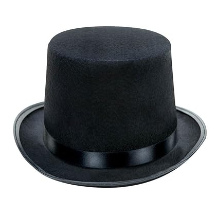 Kangaroo Black Costume Top Hat, Deluxe Black Top Hat Lincoln, Boys Ringmaster Hat, Magician's Hat, Cosplay Accessories, Steampunk Hat or Tall Victorian Top Hats for Kids, Adults, Men, Women