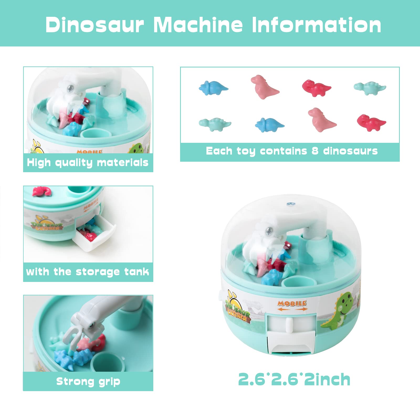 4 Pcs Mini Claw Machines ,Mini Dinosaur Claw Machine Toy Fingertip Toys Cute Things for Pinata Stuffers Party Favors for Classroom Prizes Birthday Gifts for 3 4 5 6 7 8 Years Old Boys and Girls