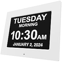 American Lifetime 【New 2024 Dementia Clock Large Digital Clock for Seniors, Digital Clock Large Display with Custom Alarms, Clock with Day & Date for Elderly, Large Number Digital Clock White