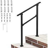 Hand Rails for Outdoor Steps, Aluminium Alloy Outdoor Stair Railing with Installation Kit, Outdoor Handrails for Exterior Steps Porch Railing,1-2 Steps Handrail for Concrete, Porch Steps