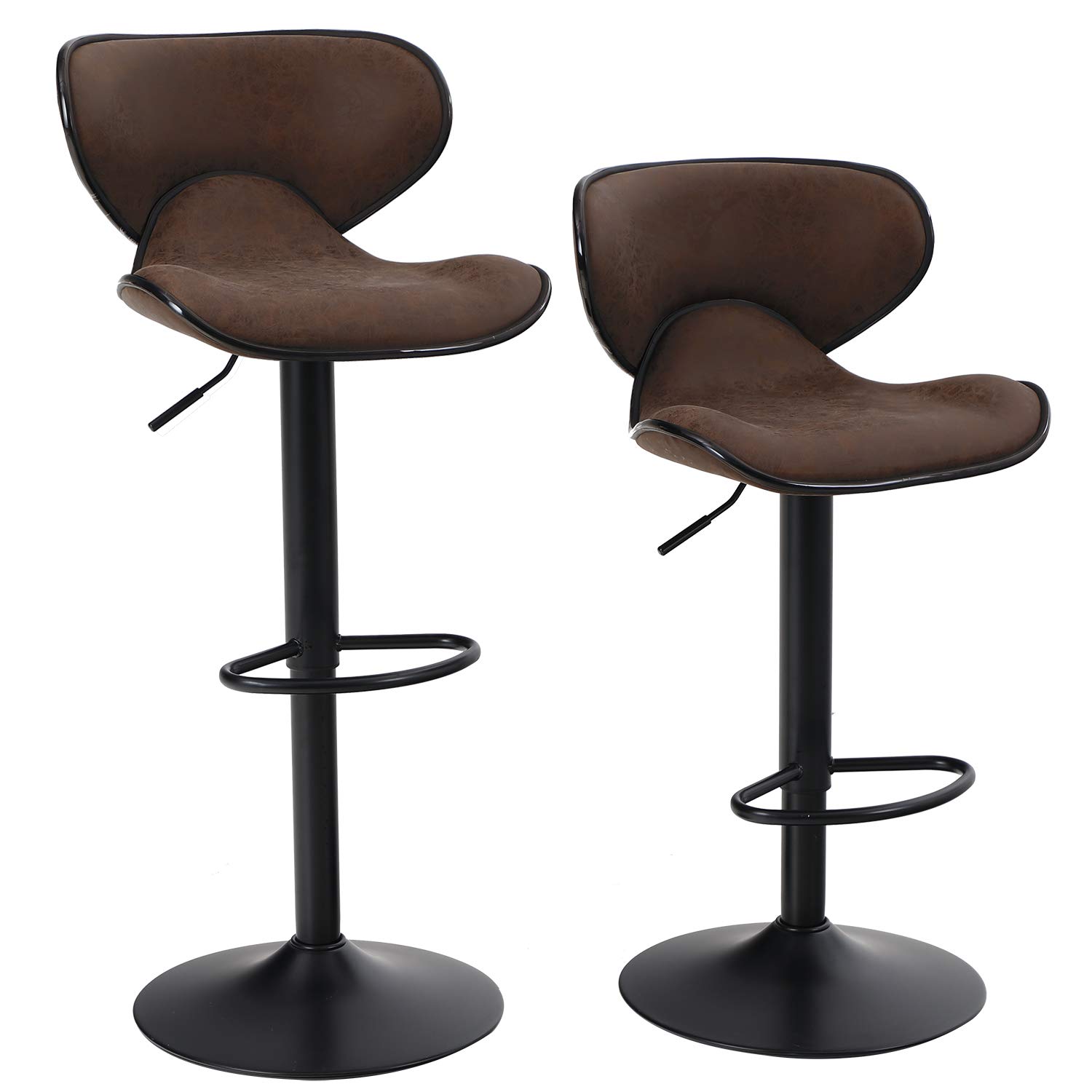 ALPHA HOME Bar Stools Counter Height Adjustable Swivel Bar Chair Modern Pu Leather Kitchen Counter Stools Dining Chairs Set of 2，350 lbs Capacity ,...