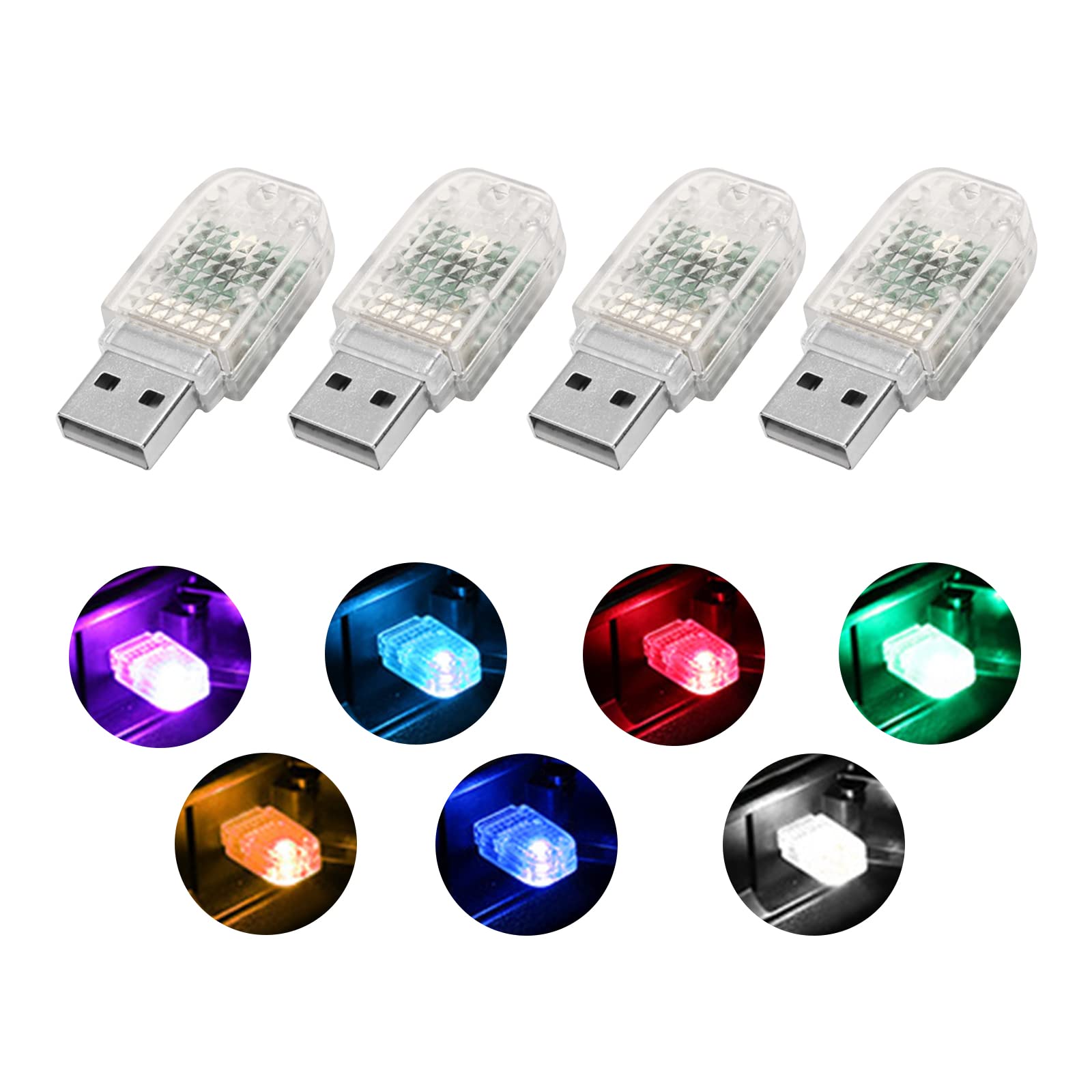 Mua Yonput Pack-4 USB LED Car Interior Atmosphere Lamp, Plug-in 12V Universal  USB Light, Colors LED Interior Car Adjustable Brightness, USB  Rechargeable Lighting Light (MultiColour) trên Amazon Mỹ chính hãng 2023