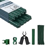 8 FT Garden Stakes for Outdoor Plant Support 10 Pack, Adjustable Stakes Connector Kits Plastic Plant Trellis Clips, 0.78 inch Diameter