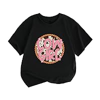 T Shirts for Youth Girls Kids COWGlRL Cartoon Print Girls Tops Short Sleeved T Shirts Toddler T Shirts for Girls 2t-4t