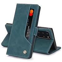 Personalized Magnetic Flip Wallet Phone Case with Card Slot and Stand Bumper for Samsung Galaxy S22 S21 S20 S23 Ultra Plus FE S10 E S9 Soft Protective Cover(Blue,Samsung S22)