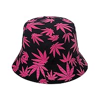 Punk Black Green Red Leaf Weed Fisherman Caps Bucket Hats Hip Hop Gorro Outdoor Men