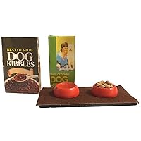 Melody Jane Dolls Houses Dollhouse Dog Food & Bowls Dishes on Feeding Board Pet Shop Kitchen Accessory
