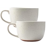 38oz ceramic large Soup mugs with Hanlde for Coffee,Cereal,Salad,Noodles,Tea,Soup Bowls Cups,Microwave &Dishwasher Safe Set of 2 (Cream)