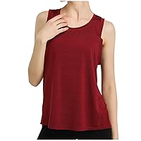 Cut Out Back Workout Tank Tops Women Open Back Yoga Sleeveless Shirts Summer Crewneck Casual Athletic Gym Clothes