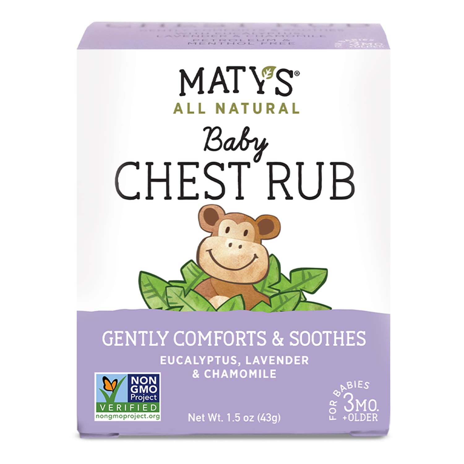 Maty's Baby Chest Rub - Naturally Comfort, Soothe and Help Relieve Congestion in Babies 3 months+, Petroleum Free - Made with Soothing Lavender and Chamomile - 1.5 oz