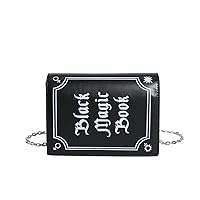 Ftchangfang Magic Book Shaped Crossbody Bag Small Letter Print Shoulder Bag Goth Style Square Purse For Women