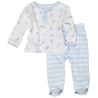 Absorba Newborn Boys Baby Bear Printed Top With Striped Pant Set Blue/Print, 6-9 Months
