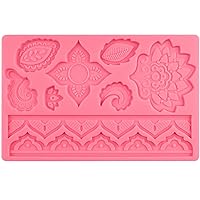 Paisley Floral Borders Silicone Mold for Sugarcraft Sugar Paste Fondant Icing