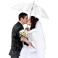 20 Pack Wedding Umbrellas with J Hook Handle Windproof Stick Umbrellas Large Bubble Umbrella for Adults Kids Rain