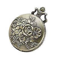 Rose Pocket Watch Pocket Watch Pendant Chain Necklace Quartz Pocket Watch Pendant Necklace Chain with Pendant Retro Watch Mom Pendant Gift Nurse Alloy Vintage Roses Clamshell