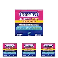 Allergy Plus Congestion Ultratabs with Diphenhydramine HCl Antihistamine & Phenylephrine HCl Nasal Decongestant, Allergy & Sinus Congestion Relief Tablets, 24 ct (Pack of 4)