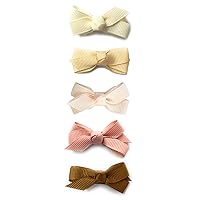 Baby Wisp 5 pc Tiny Hair Bows Newborn Infant Toddler Baby Girl Hair Accessory Hair Clips Gift Set - Sand Castle