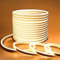 Lamomo LED Neon Lights, 24V Warm White Dimmable LED Rope Lights, 65.6ft Waterproof Flexible LED Strip Lights, Silicone 3000K Neon LED Strip for Bedroom Indoor Outdoor Decor