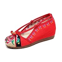 Womens Chinese Embroidery Slip-on Loafer Wedge Sandal Shoe