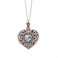 Lily Blanche Personalised December Birthstone Locket Necklace Rose Gold Natural Blue Topaz Vintage Heart Locket Designed in Britain
