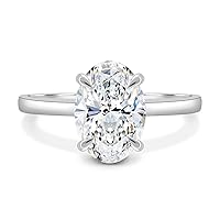 Riya Gems 2 CT Oval Diamond Moissanite Engagement Ring Wedding Ring Eternity Band Vintage Solitaire Halo Hidden Prong Silver Jewelry Anniversary Promise Ring Gift