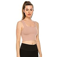Kurve Women's Crop Tank Top - Sleeveless Stretch Square Neck Cropped Yoga Workout UV Protective Fabric UPF 50+ Made in USA