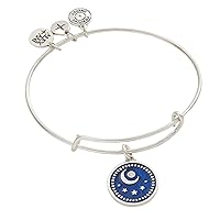 Alex and Ani Path of Symbols, Moon Bangle Bracelet, Antique Silver Finish, 2 to 3.5 in