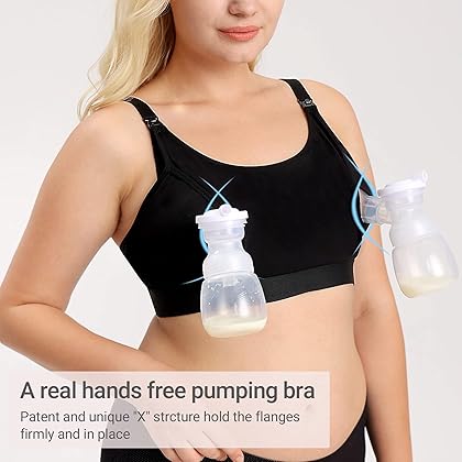 Momcozy Hands Free Pumping Bra, Adjustable Breast-Pumps Holding and Nursing Bra, Pumping & Nursing Bra in One