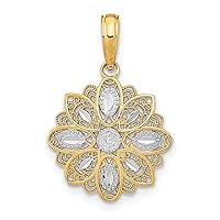 Charms Collection 14K w/Rhodium and D/C Filigree Flower Charm K9509