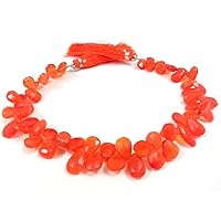Natural Carnelian Pear Almond Faceted 6x8-7x9mm Loose Beads 7