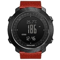 Men's Military Watch Outdoor Sports 50M Waterproof Wristwatch with Compass Stopwatch Altimeter Height/Air Pressure Measurement Nylon Band Smart Watches for Hiking Running Mountaineering (Orange)