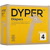DYPER Viscose from Bamboo Baby Diapers Size 4 | Honest Ingredients | Cloth Alternative | Day & Overnight | Made with Plant-Based* Materials | Hypoallergenic for Sensitive Skin, Unscented