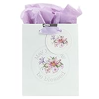 Christian Art Gifts Gift Bag with Tissue Paper: Blessings From Above - Jeremiah 17:7 Bible Verse, Purple, Small