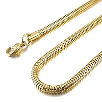 Gold Color Chain Necklace for Women Mens Boys Stainless Steel Jewelry Fashion Water Resistant Snake Chains for Men(0.9-4.0mm Wide, 14-36 Inches Long)