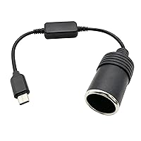 USB C to 12V Cigarette Lighter Adapter, 1Ft Converter Cable for Dash Cams, GPS