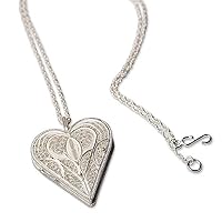 NOVICA Artisan Handmade .925 Sterling Silver Locket Necklace Fair Trade Filigree Heart Pendant Peru 'Loving Heart'