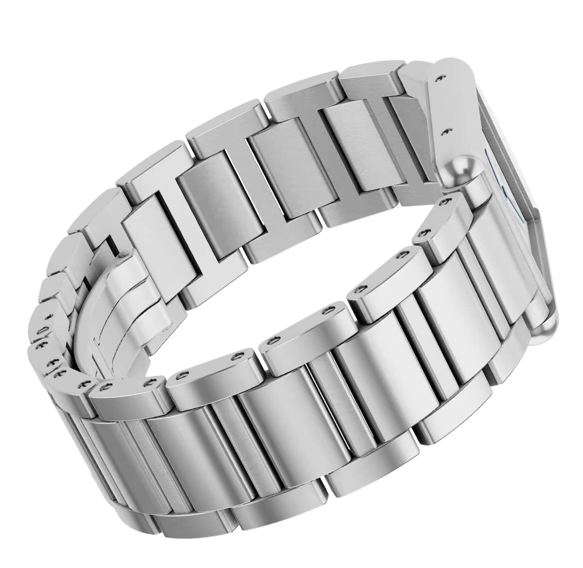 FERNBE Stainless Steel Watch Band For Cartier-TANK series 15mm 20mm Butterfly Clasp Strap Loop Wrist Belt Bracelet Hidden Clasp