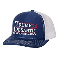 Trenz Shirt Company Trump Desantis 2024 Take America Back Political Mens Embroidered Mesh Back Trucker Hat
